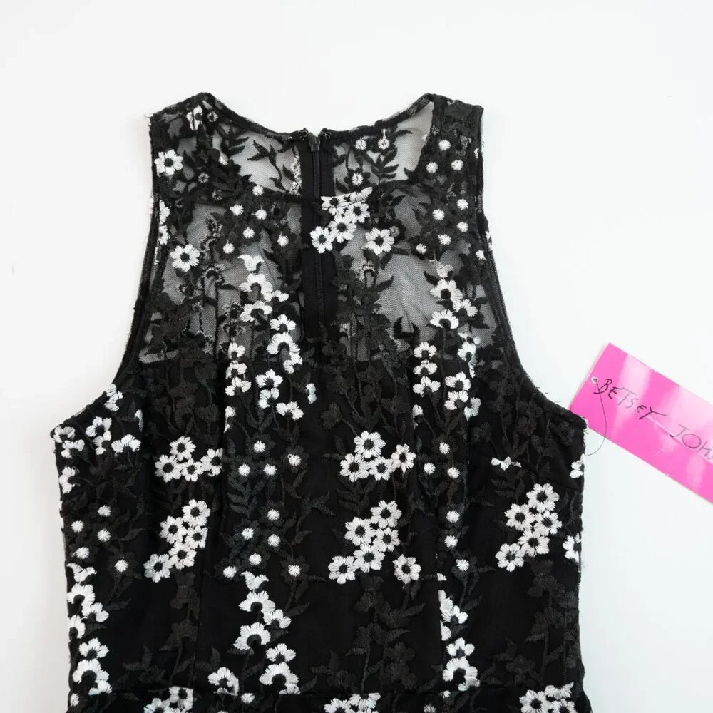 Betsey Johnson Black Dress with White Floral Pattern - Picture 6 of 10